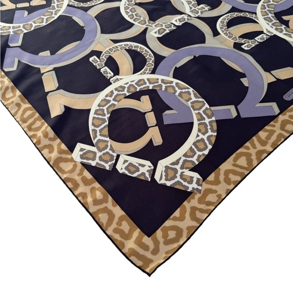 Salvatore Ferragamo Gancini Leopard Cheetah Print Scarf